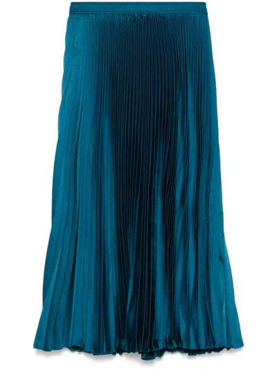 Hugo Boss Plissé Midi Skirt In Blue