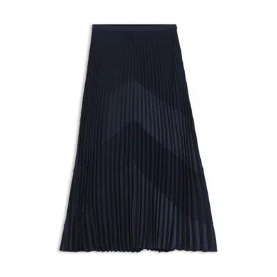 Hugo Boss Plissé-satin Skirt With Chevron Pattern In Blue