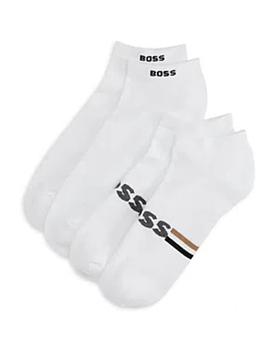 Hugo Boss Plush Iconic Ankle Socks, Pack Of 2 In White