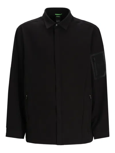 Hugo Boss Pocket-detail Shirt Jacket In Black