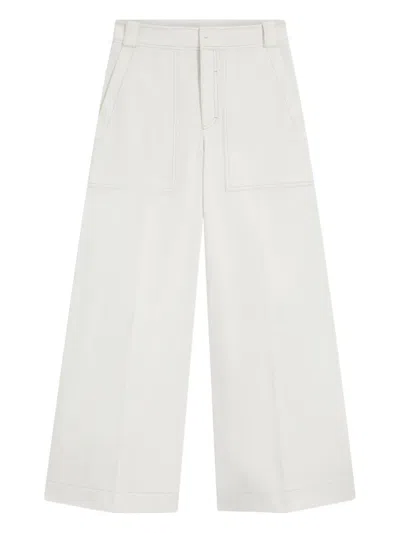 Hugo Boss Relaxed-fit Trousers In Cotton Canvas In White