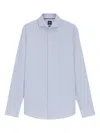 Hugo Boss Light Blue Cotton Shirt With Traditional Collar In Gray
