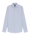 Hugo Boss Light Blue Cotton Shirt With Traditional Collar In Gray