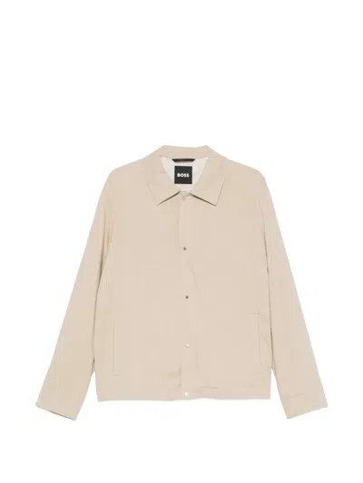 Hugo Boss Pointed-toe Bomber Jacket In Neutral
