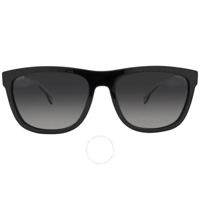 Hugo Boss Polairzed Grey Gradient Square Men's Sunglasses Boss 1439/s 0807/wj 58 In Black / Grey