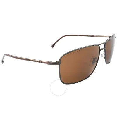 Hugo Boss Polarized Bronze Rectangular Men's Sunglasses Boss 1227/u/s 0svk/sp 63 In Brown