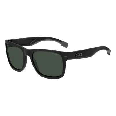 Hugo Boss Polarized Green Sport Men's Sunglasses Boss 1496/s 0o6w/hc 55 In Black