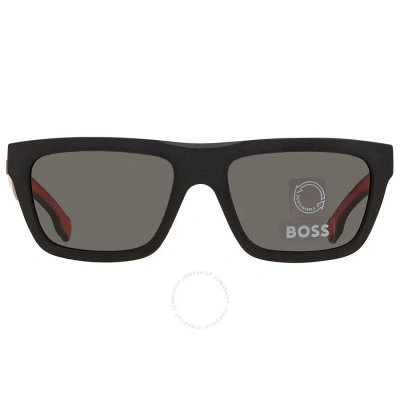 Hugo Boss Polarized Grey Browline Men's Sunglasses Boss 1450/s 0003/m9 57 In Black / Grey