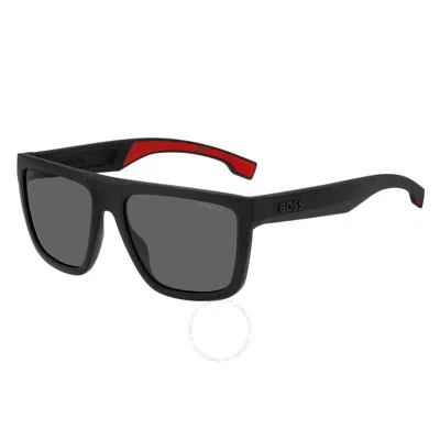 Hugo Boss Polarized Grey Browline Men's Sunglasses Boss 1451/s 0003/m9 59 In Black