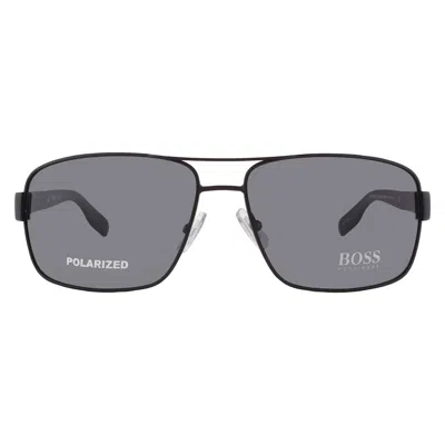 Hugo Boss Polarized Grey Rectangular Men's Sunglasses Boss 0521/s 0003/ah 64 In Gray
