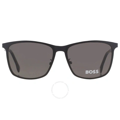 Hugo Boss Polarized Grey Square Men's Sunglasses Boss 1291/f/s 0003/m9 59 In Black / Grey
