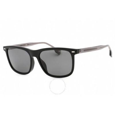 Hugo Boss Polarized Grey Square Men's Sunglasses Boss 1402/f/s 0807/m9 58 In Black / Grey