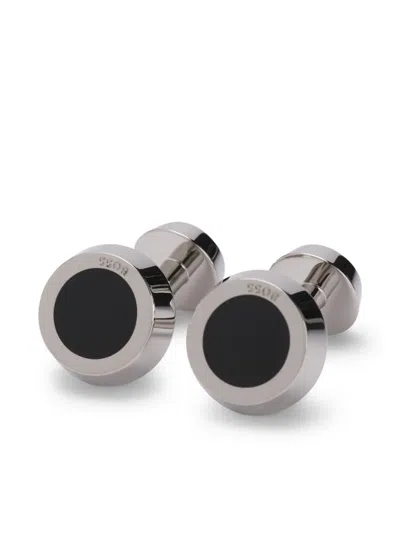 Hugo Boss Polished Round Cufflinks In Silver