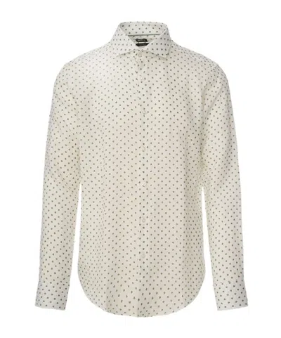 Hugo Boss Polka-dot Print Shirt In Neutral
