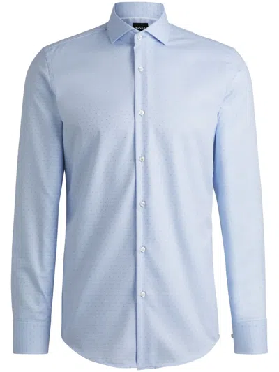 Hugo Boss Polka-dot Shirt In Blue