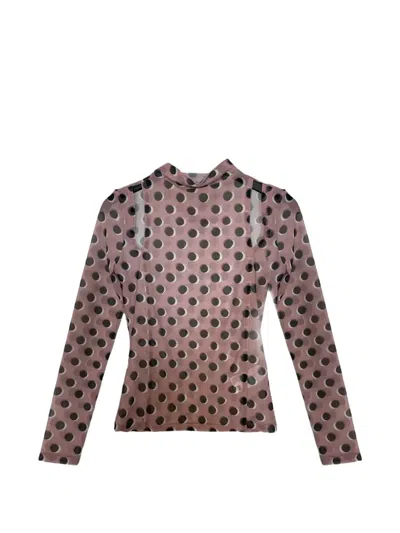 Hugo Boss Polka-dot Cut-out Top In Brown