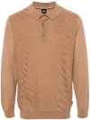 Hugo Boss Polo-collar Intarsia-knit Jumper In 中性色