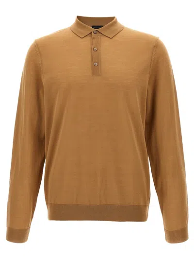 Hugo Boss Beige Jersey Polo In Brown