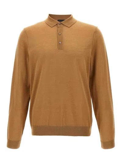 Hugo Boss Polo Jersey In Brown