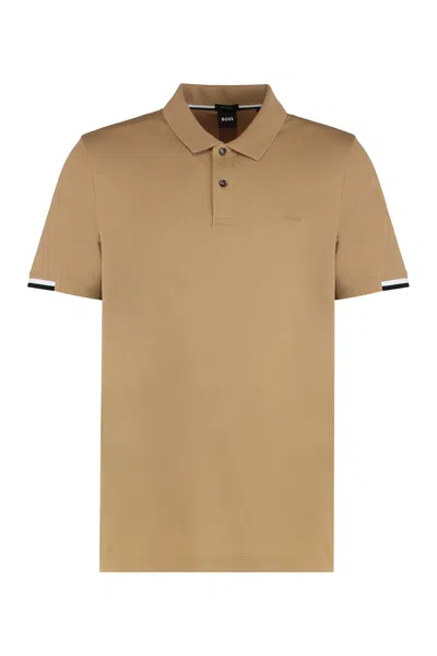 Hugo Boss Polo Made Of Cotton Piqué In Brown