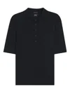 Hugo Boss Short-sleeved Wool Polo Sweater With Moisture Management In Blue