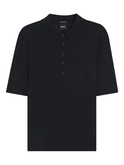 HUGO BOSS POLO-NECK SHORT-SLEEVE SWEATER