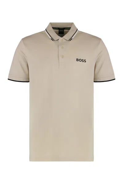 Hugo Boss Polo Paddy In Cotton Mix In Neutral