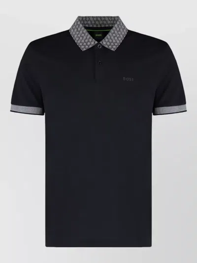 Hugo Boss Polo Paddy Stretch Cotton Pique Collar In Black