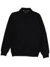 Hugo Boss Polo Collar Knit Sweater With Ribbed Cuffs In Black
