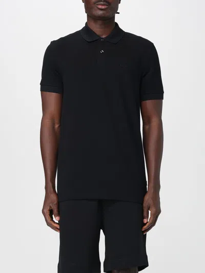 Hugo Boss Organic-cotton Slim-fit Polo Shirt With Logo Print In Black