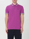 Hugo Boss Cotton Polo Shirt With Contrast Logo Details In Cyclamen