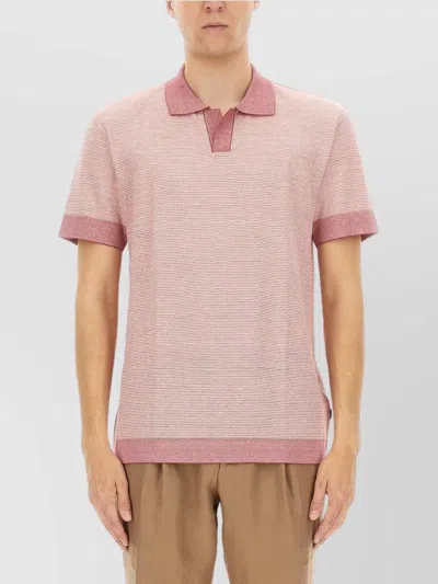 Hugo Boss Polo Shirt Cotton Linen Silk In Medium Pink
