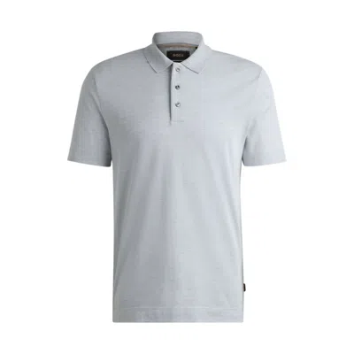 Hugo Boss Polo Shirt In Cotton And Silk With Corduroy Effect In Gray