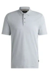 Hugo Boss Polo Shirt In Cotton And Silk With Corduroy Effect In Light Grey