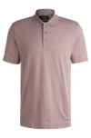 Hugo Boss Polo Shirt In Cotton And Silk With Corduroy Effect In Light Pink