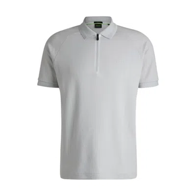 Hugo Boss Polo Shirt In Drop-needle Stretch Fabric In Grey