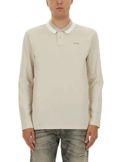 Hugo Boss Boss Polo Shirt Peoxfordlong In Neutral