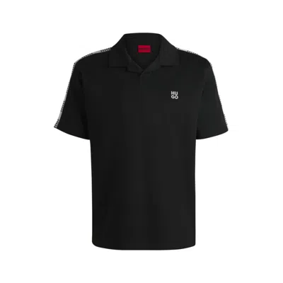 Hugo Boss Polo Shirt With Checked Tape In Black