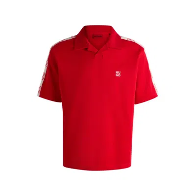 Hugo Boss Polo Shirt With Checked Tape In Pink