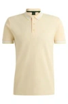 Hugo Boss Polo Shirt With Contrast Logo Details In Gold
