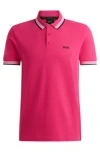 Hugo Boss Polo Shirt With Contrast Logo Details In Pink