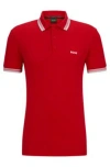 Hugo Boss Polo Shirt With Contrast Logo Details In Red