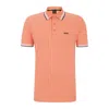 Hugo Boss Cotton Polo Shirt With Contrast Logo Details In Red