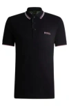 Hugo Boss Polo Shirt With Contrast Logos In Dark Blue