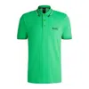 Hugo Boss Polo Shirt With Contrast Logos In Green