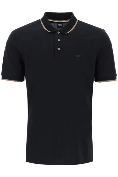Hugo Boss Polo Shirt With Contrasting Edges In Black