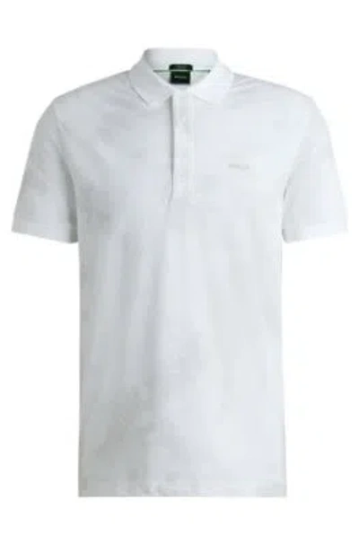 Hugo Boss Polo Shirt With Decorative Reflective Print In White