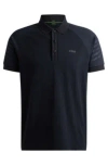 Hugo Boss Polo Shirt With Embossed Stripe Artwork In Blue