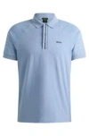 Hugo Boss Polo Shirt With Embossed Stripe Artwork In Light Blue