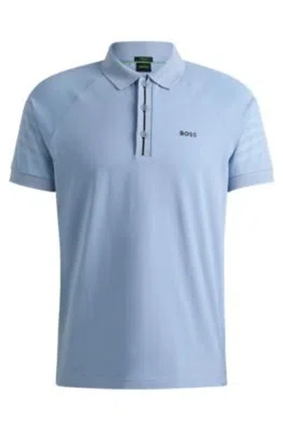 Hugo Boss Polo Shirt With Embossed Stripe Artwork In Light Blue